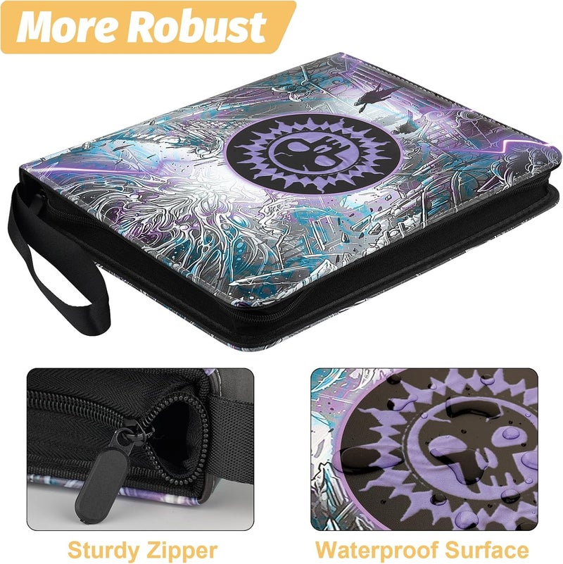 GERMUN Card Binder for MTG Cards, Premium 9 Pocket Card Binder for Trading Cards, 720 Double Sided Pocket Collector Card Album for Standard Cards,Card Collection Folder for YGO/PTCG/Game Cards (Purple Print) - Image 2